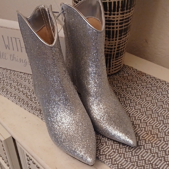 Silver Glitter Women's Boots - Picture 4 of 7